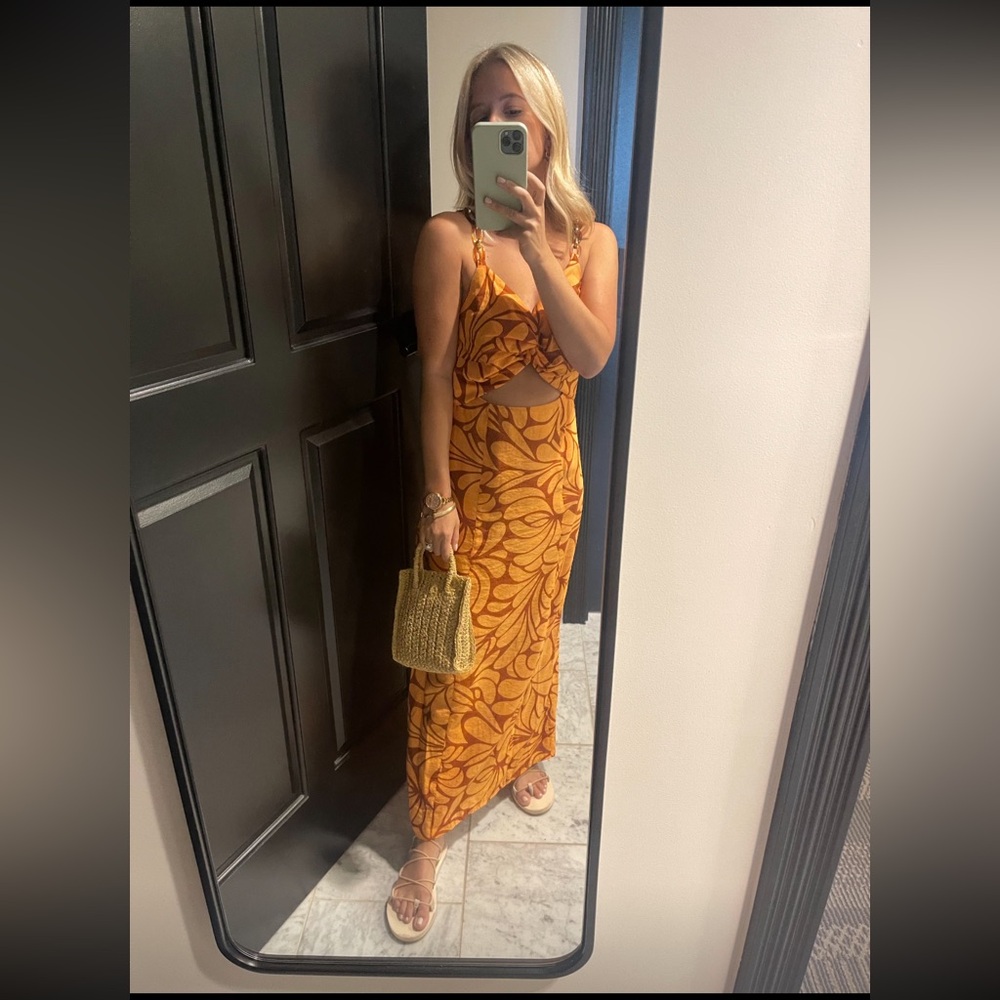 Zara Orange Tropical with Chain Link Straps